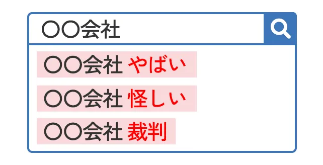 社名検索時に「やばい」「怪しい」など